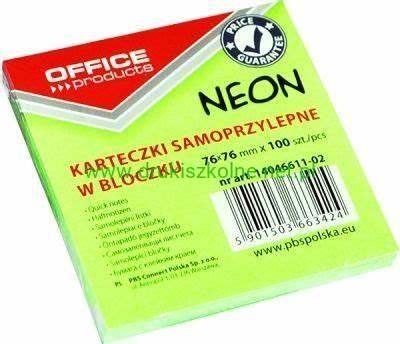 Micromedia Notes Samoprzylepny Office 76X76/100 Neon Zielony