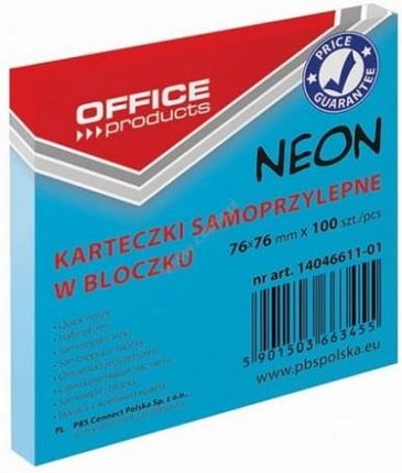 Micromedia Notes Samoprzylepny Office 76X76/100 Neon Niebieski