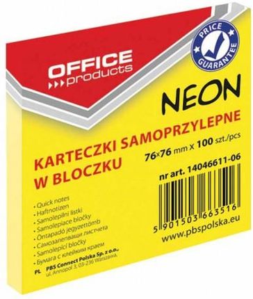 Micromedia Notes Samoprzylepny Office 76X76/100 Neon Żółty