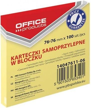 Micromedia Notes Samoprzylepny Office 76X76/100 Pastel Jasnożółty