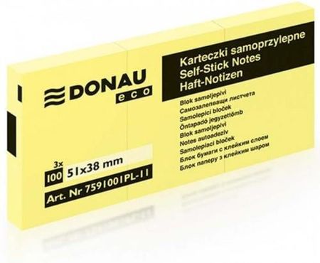 Micromedia Notes Samoprzylepny Donau Eco 38X51 3 Szt Żółty