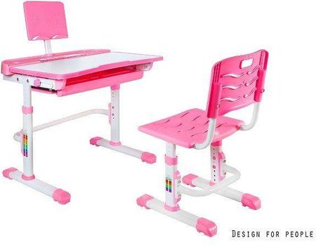 Biurko regulowane SANDY różowe z krzesłem