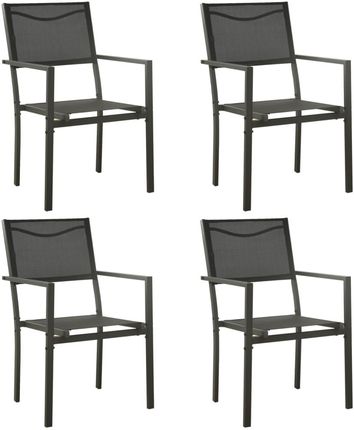 Vidaxl Krzesła Ogrodowe 4Szt. Stal I Textilene Czarno-Antracytowe
