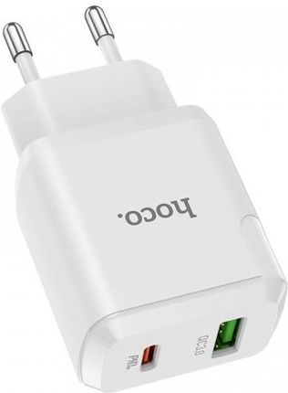 Ładowarka Sieciowa 3A 20W USB + USB-C PD HOCO N5 Szybkie Ładowanie Quick Charge 3.0 biała
