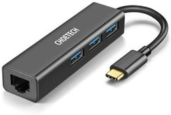 Choetech wielofunkcyjny HUB 4w1 USB Typ C 3x USB 3.0 / Ethernet RJ-45 szary (HUB-U02BK)