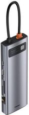 Baseus Metal Gleam 9w1 wielofunkcyjny HUB USB Typ C - 3x USB 3.2 Gen 1 5Gbps / USB Typ C PD 100W / VGA Full HD 60Hz / HDMI 4K 30Hz / czytnik kart TF i