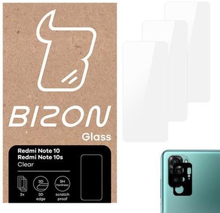 Bizon Szkło hartowane Glass Clear - 3 szt. + obiektyw, Redmi Note 10 / 10s