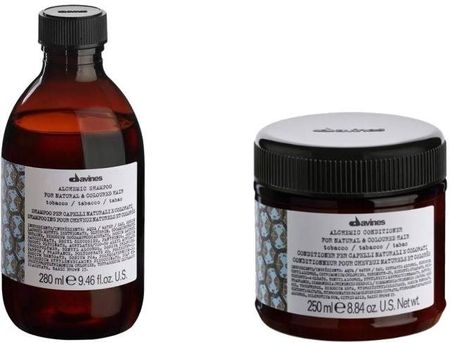 Zestaw Davines Alchemic Tobacco szampon + odżywka podkreślające kolor - włosy brązowe i jasnobrązowe