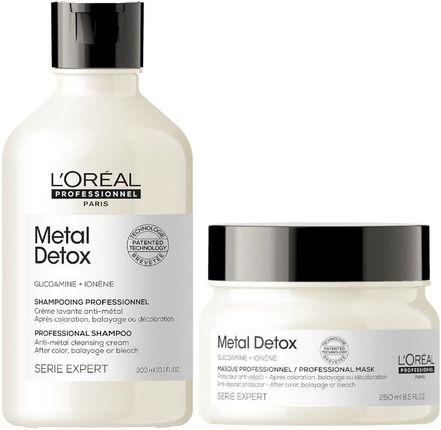 L'Oreal Professionnel Metal Detox Zestaw: szampon neutralizujący metale do stosowania po farbowaniu 300ml + maska 250ml