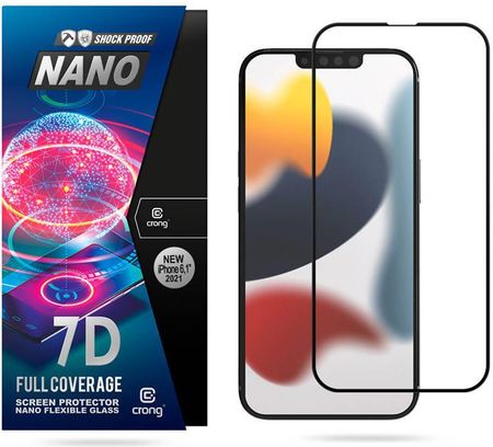 Crong 7D Nano Flexible Glass - Niepękające szkło hybrydowe 9H na cały ekran iPhone 13 / Pro