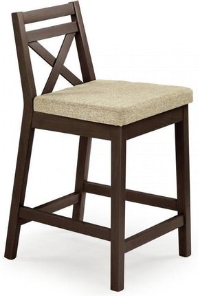 Halmar Krzesło Barowe Drewniane Niskie C Orzech Beż Tkan 31377