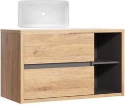 Comad Szafka Z Białą Umywalką Nablatową 100X46X60Cm Dąb Grafit Devon 20763