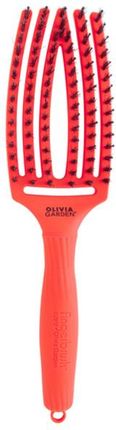 Olivia Garden Finger Brush Combo Medium, Szczotka do Rozczesywania Włosów i Masażu, Włosie Dzika, Neon Orange
