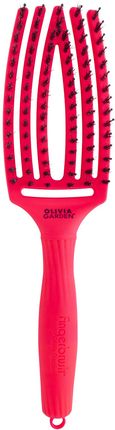 Olivia Garden Finger Brush Combo Medium, Szczotka do Rozczesywania Włosów i Masażu, Włosie Dzika, Neon Pink