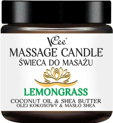 Vcee Świeca Do Masażu Trawa Cytrynowa Massage Candle Lemongrass Coconut Oil & Shea Butter 80 G