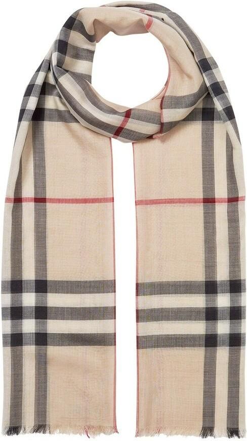 Burberry Lightweight Check Wool and Silk Scarf - Ceny i opinie 