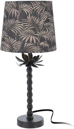 Lampa stołowa z kloszem abażurem stojąca nocna lampka liście czarna złota 49x22 cm