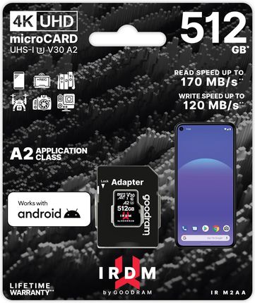 IRDM by GOODRAM 512GB MICRO CARD UHS I U3 A2 + adapter (IR-M2AA-5120R12)