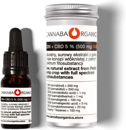 Cannaba Organics Olej 5% CBN+CBD Surowy Z Chlorofilem 500mg 10ml