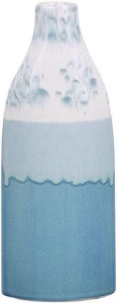 Beliani Wazon na kwiaty butelka ceramiczny wodoodporny 35 cm biało-niebieski Callipolis