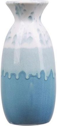 Beliani Wazon na kwiaty dekoracyjny ceramiczny wodoodporny 25 cm biało-niebieski Chalcis