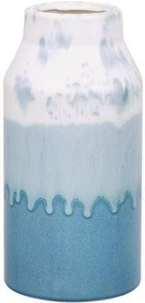 Beliani Wazon na kwiaty dekoracyjny ceramiczny wodoodporny biało-niebieski Chalcis
