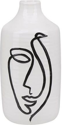 Beliani Ceramiczny wazon na kwiaty biały ze wzorem twarzy dekoracyjny Aenus