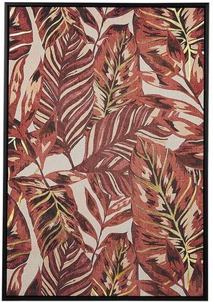 Beliani Plakat w ramie liście palmy wydruk na papierze 63 x 93 cm czerwony Floresta