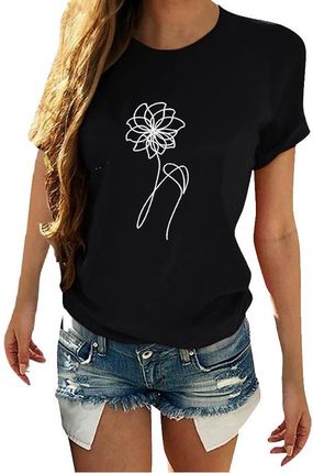 Koszulka T-Shirt Damski z krótkim rękawem nadruk Kwiatka T-shirt damski z nadrukiem Kwiatka