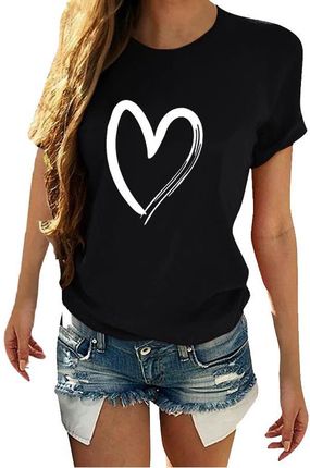 Koszulka T-Shirt Damski z krótkim rękawem nadruk Serce T-shirt damski z nadrukiem Serca