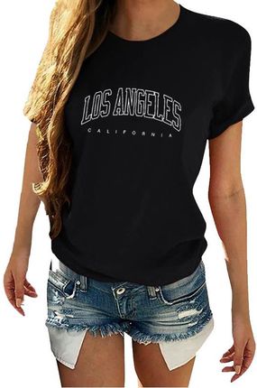 Koszulka T-Shirt Damski z krótkim rękawem nadruk LA Los Angeles T-shirt damski z nadrukiem Los Angeles
