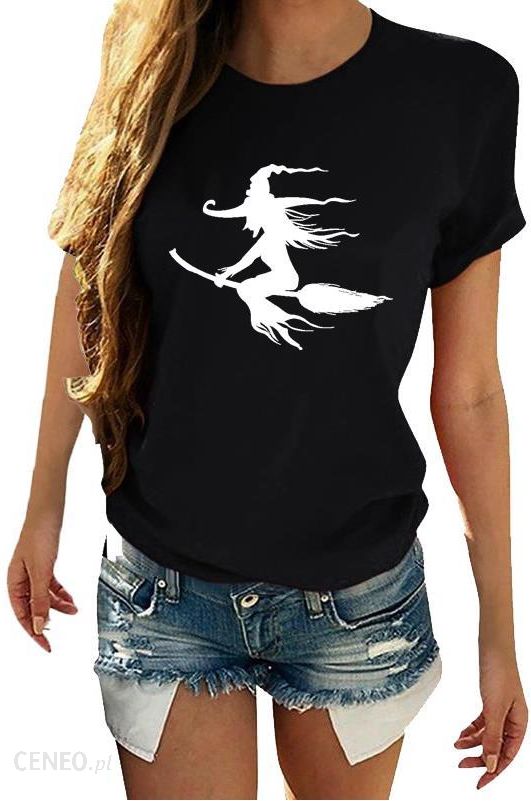 Koszulka T-Shirt Damski z krótkim rękawem nadruk Czarownica T-shirt damski z nadrukiem Czarownicy