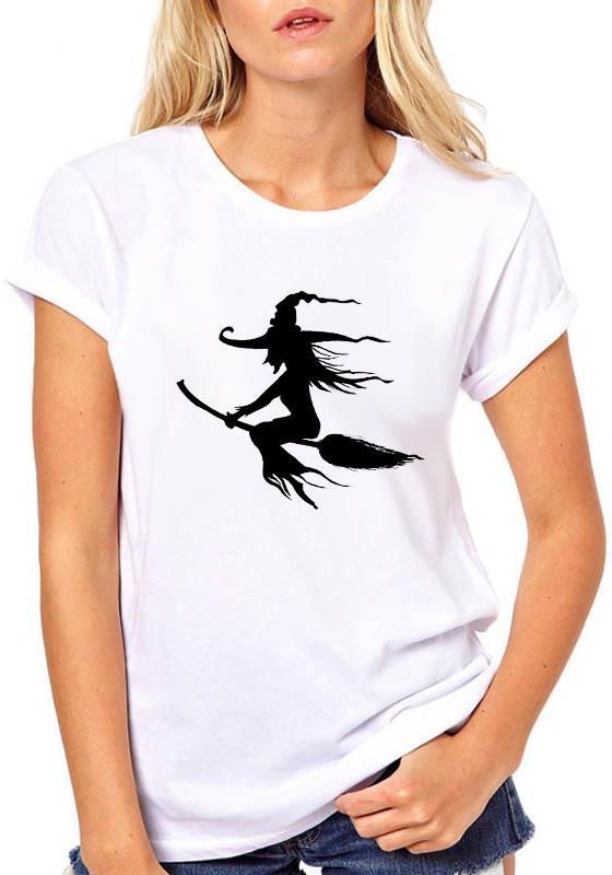 Koszulka T-Shirt Damski z krótkim rękawem nadruk Czarownica T-shirt damski z nadrukiem Czarownicy - zdjęcie 2 Koszulka T-Shirt Damski z krótkim rękawem nadruk Czarownica T-shirt damski z nadrukiem Czarownicy
