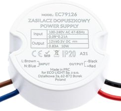 Eco Light Zasilacz LED do puszki 30W 12V IP20 2,50A EC79852
