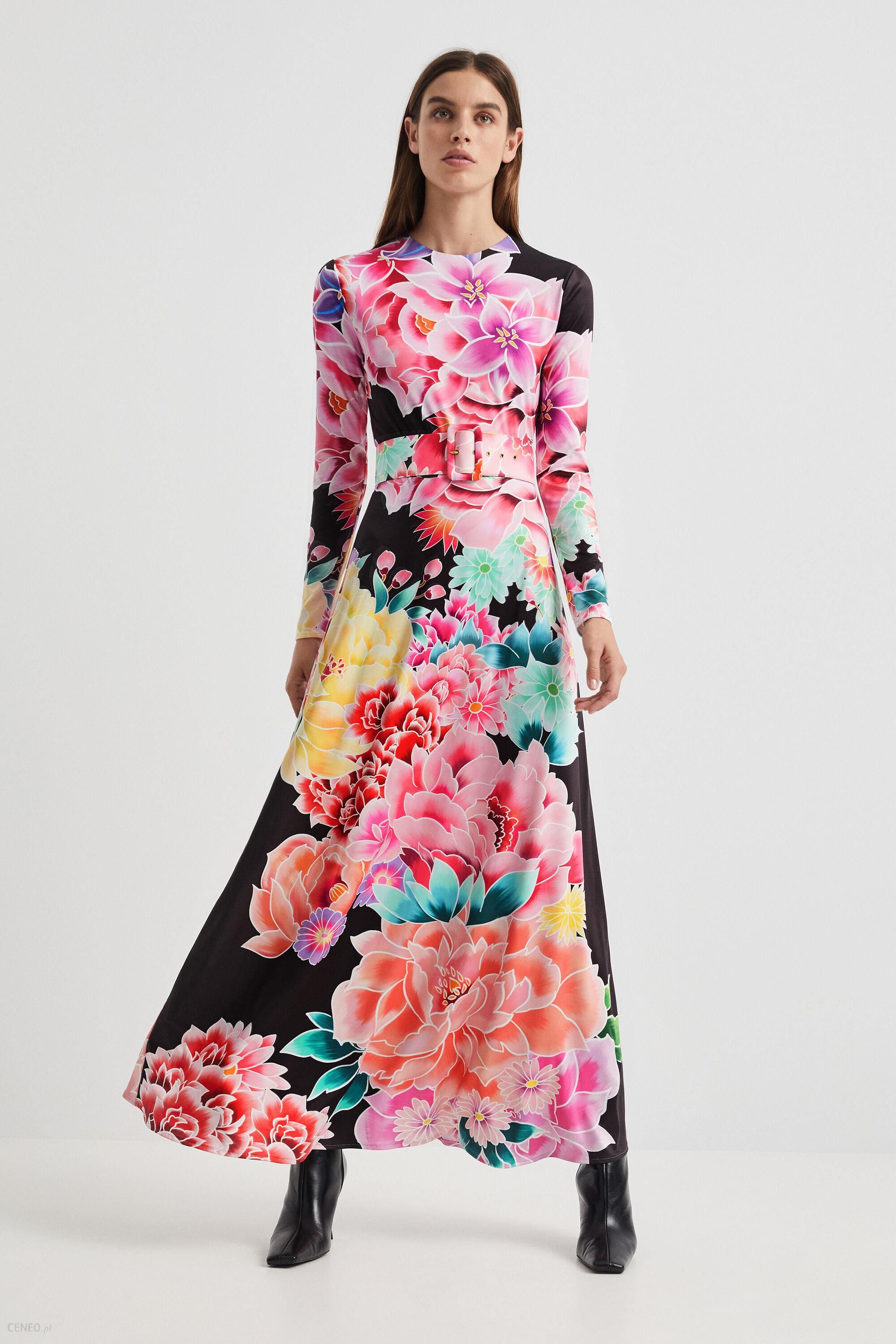 Długa sukienka w kwiaty - MATERIAL FINISHES - S - Ceny i opinie 