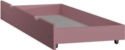 Drewniana szuflada pojedyncza na kółkach do łóżka 160cm, kolor różowy