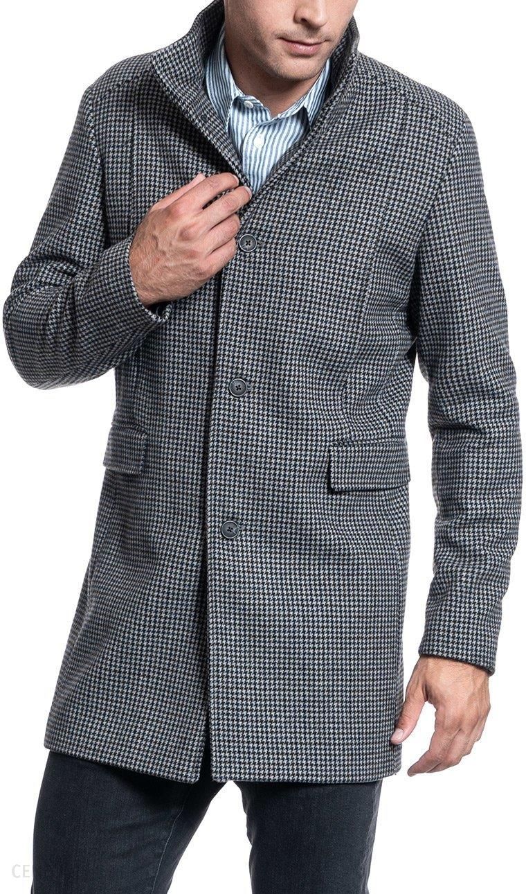 Selected Płaszcz Męski Slhmosto Wool Coat Grey Navy 16063100