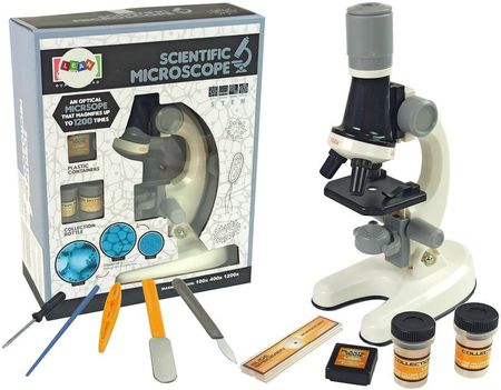 Import Leantoys Mikroskop Dziecięcy Zestaw Edukacyjny Biały