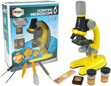 Import Leantoys Mikroskop Dla Naukowca Zestaw Edukacyjny Żółty 100X 400X 1200X