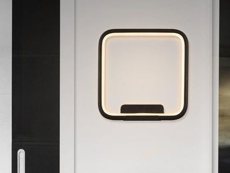 Mcodo Designerski kinkiet led Pista Illuminata SQ 20cm czarny 13W z barwą ciepłą 3000K (LC011AC14BDL0313WBL3000K)
