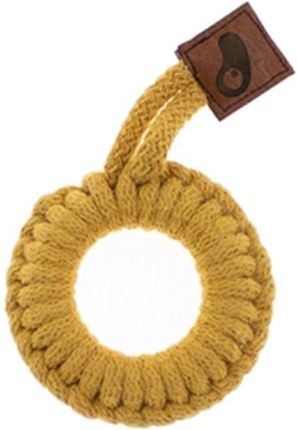 Hi Little One Gryzak Sznurkowy Ring Teether Wood And Cotton Mustard