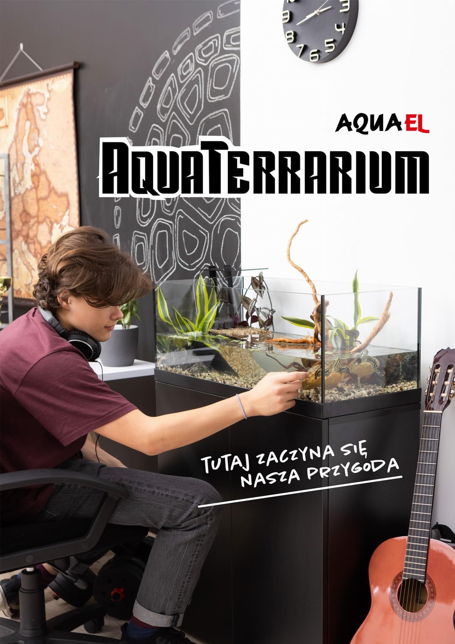 Aquael Aquaterrarium Terrarium Akwarium dla Zwierząt Wodno-Lądowych 80x35x30,5cm