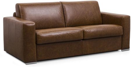 Vente-Unique Rozkładana 3-osobowa sofa DELECTEA II typu express ze 100% bawolej skóry karmelowy vintage
