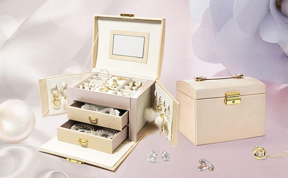 Lilienne Kuferek Na Biżuterię Z Lusterkiem I Zamek Perłowy Róż ORGBIZSP011682 - zdjęcie 8 Lilienne Kuferek Na Biżuterię Z Lusterkiem I Zamek Perłowy Róż ORGBIZSP011682