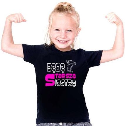 Koszulka Dziecięca T-Shirt Z Nadrukiem Będę Starszą Siostrą Krótki Rękaw