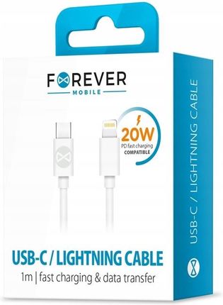 Kabel USB-C - lightning Forever 20W PD 3.0 1m
