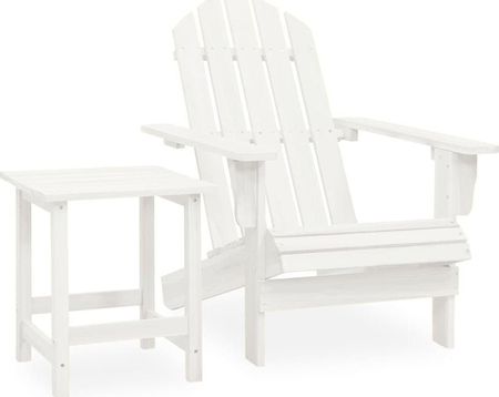 Vidaxl Krzesło Ogrodowe Adirondack Ze Stolikiem Jodłowe Białe