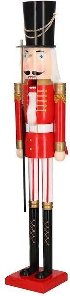 Springos Dziadek do orzechów 120cm ze strzelbą xxL ozdoba świąteczna figurka drewniany żołnierzyk czerwono-czarny