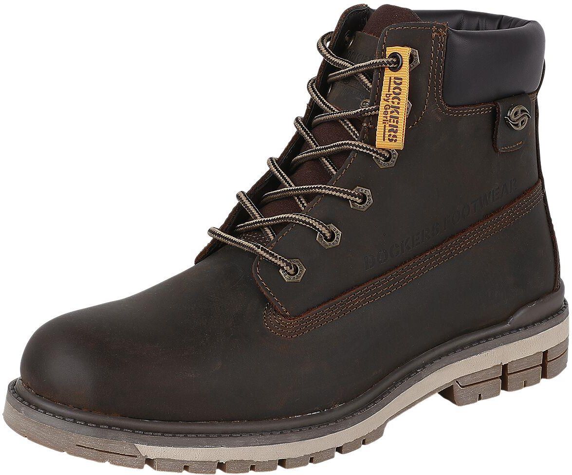 Dockers By Gerli Winter Boot Uomo - Stivali Invernali In Pelle Marrone, Con Cerniera, Altezza Caviglia, Stile Rock E Streetwear, Taglia EU44