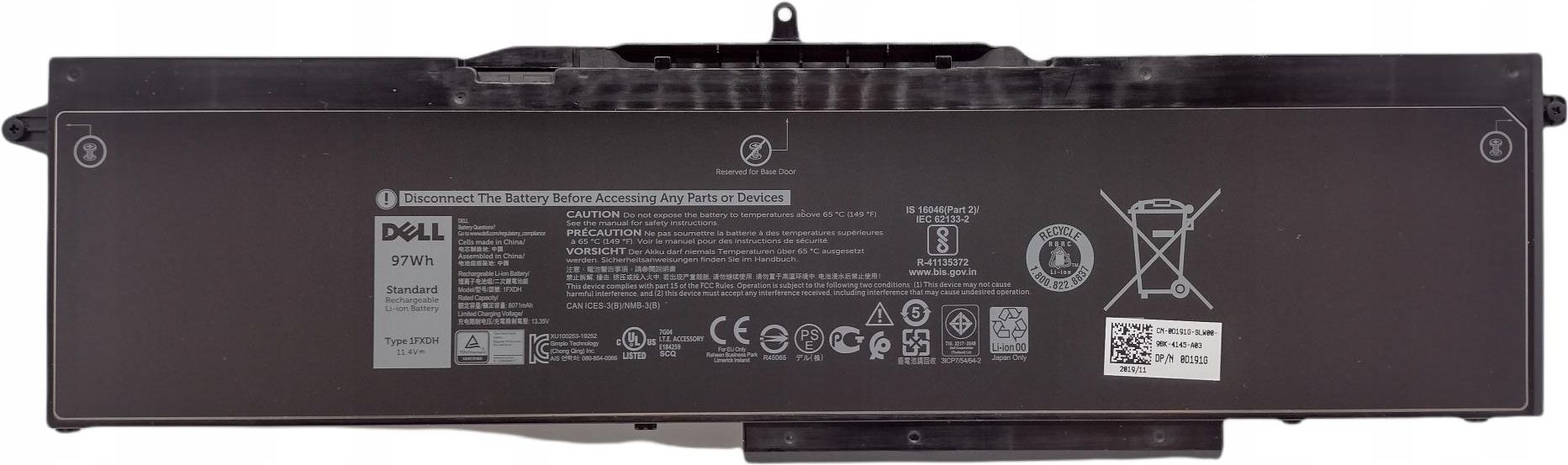 1FXDH 1WJTO – Batería de repuesto para laptop Dell Latitude 15 5501